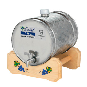 Tartály fekvő 16L fa állványon, rozsdamentes csappal Zottel